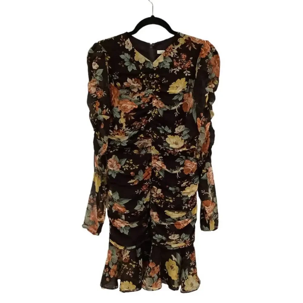 Veronica Beard Hedera Silk Mini‎ Dress Oxblood Floral Print Size 4